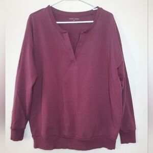 Universal Standard Pima Cotton V-Neck Sweatshirt Size XS Burgundy Womens Lg